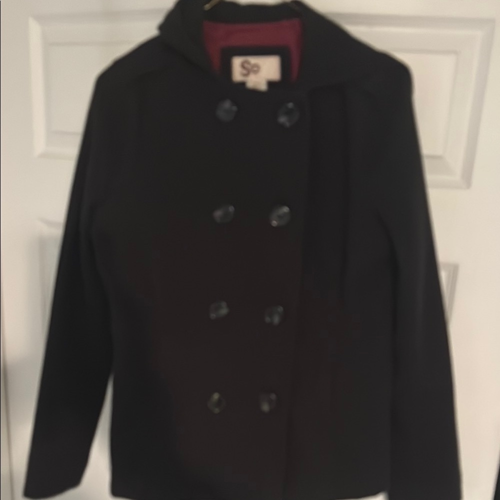 SO Women's Classic Black Pea Coat